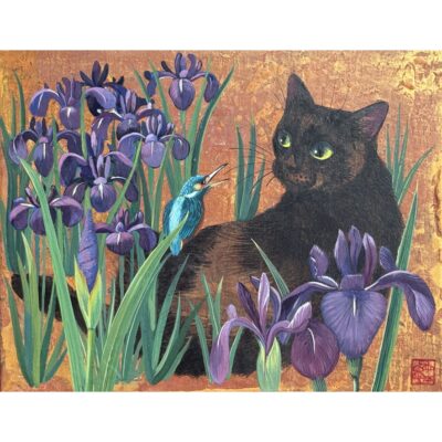 黒猫杜若図