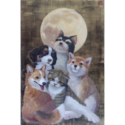 犬猫皓月図