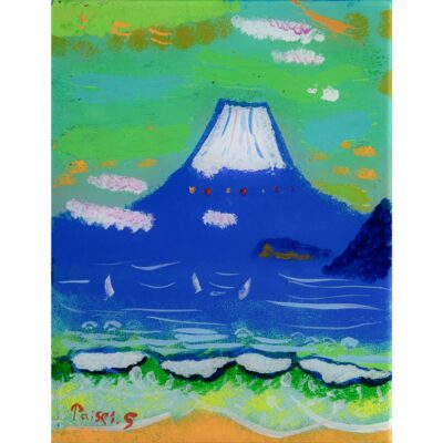 旭日　富士と波と雲