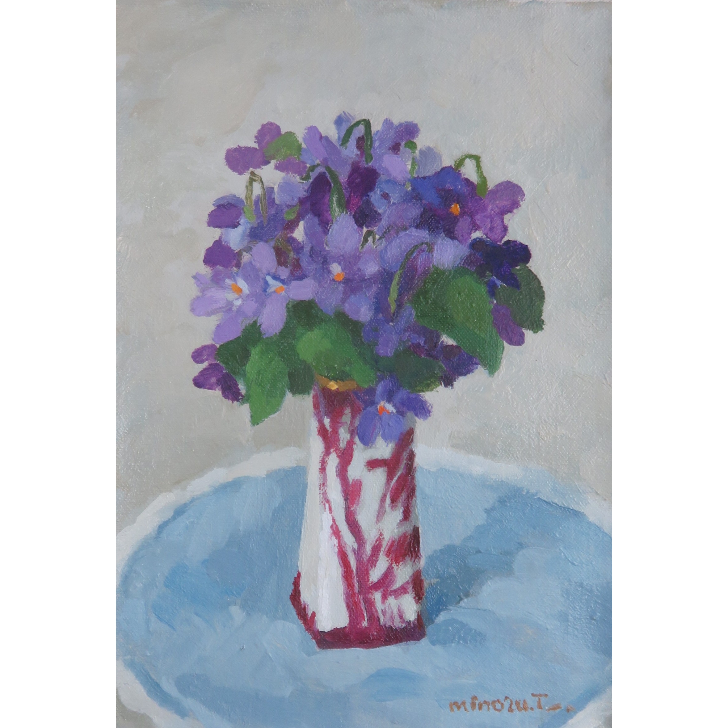 スミレ、リモージュの花瓶